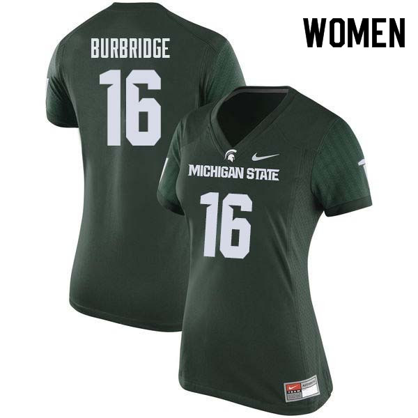 Women #16 Aaron Burbridge Michigan State College Football Jerseys Sale-Green